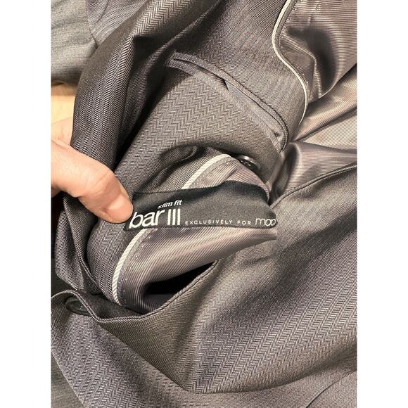 Men’s Bar III Slim Fit Suit Jacket Blazer 44L Dark Gray Pin Striped - Picture 6 of 8